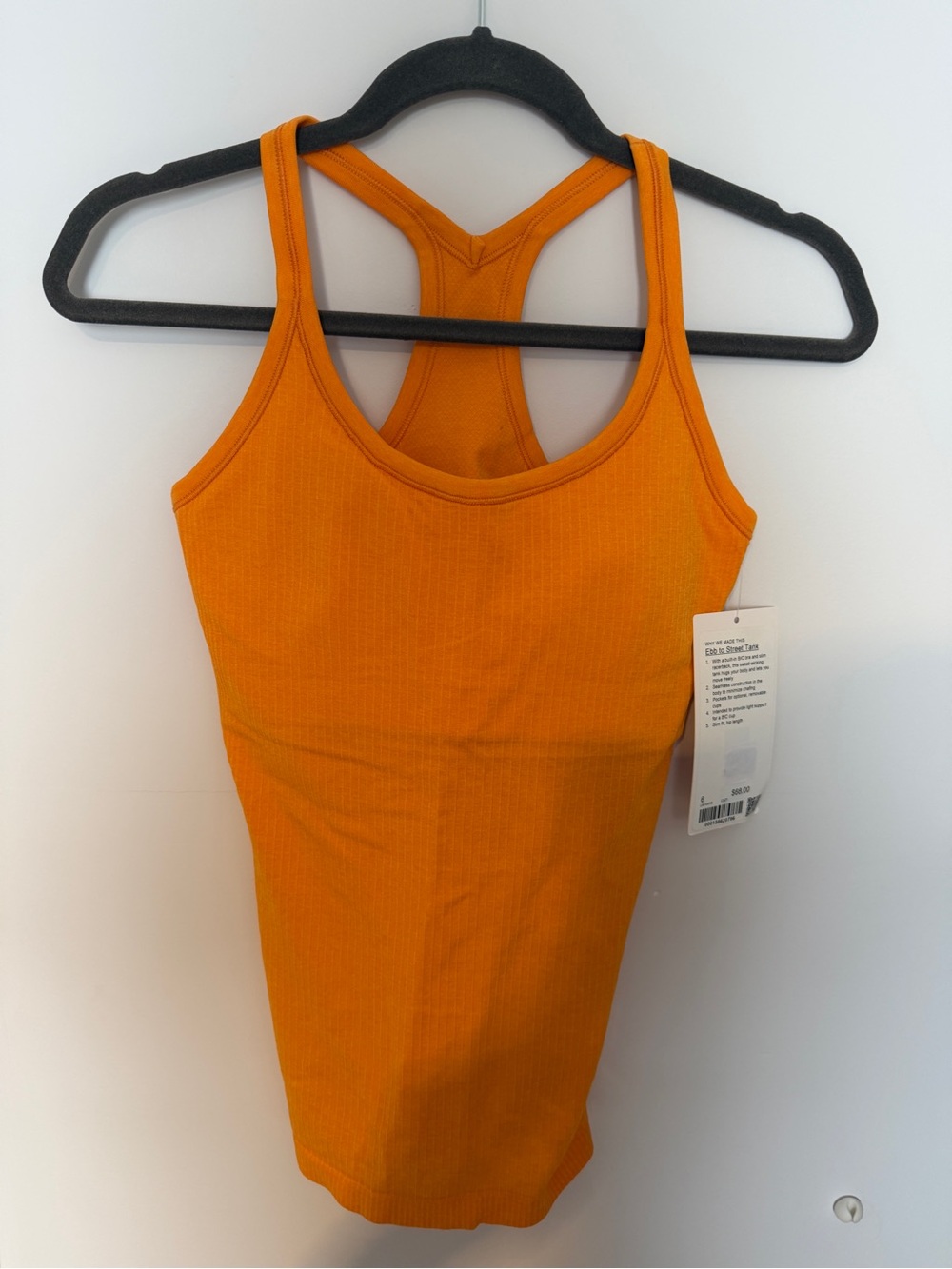 NWT Lululemon Ebb to Street Tank Citrus Sizzle Size 6